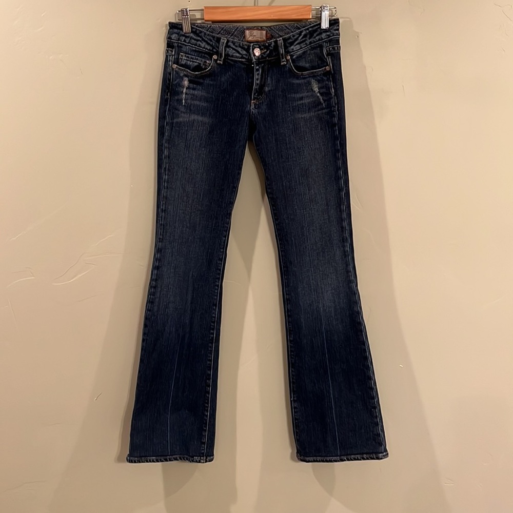 Paige Laurel Canyon Jeans Bootcut size 27 Rustic Distressed Blue